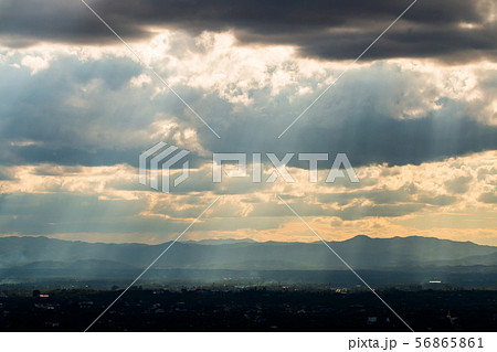 colorful dramatic sky with cloud at sunset. 56865861
