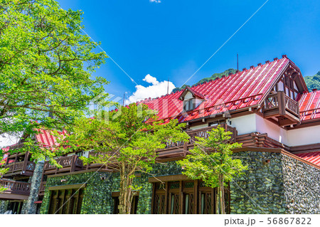 上高地 帝国ホテル 夏 長野県 の写真素材