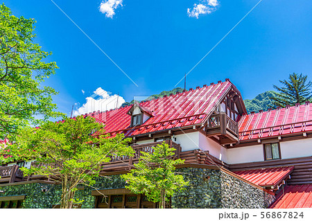 上高地 帝国ホテル 夏 長野県 の写真素材