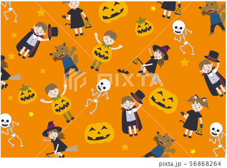 ハロウィン キャラクター 背景のイラスト素材