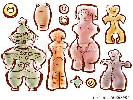 筆描き　土偶　 56868904