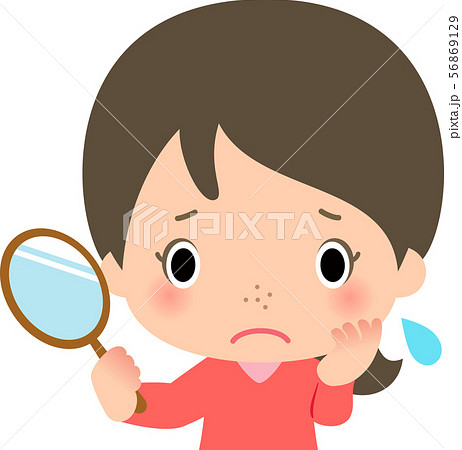 鼻の毛穴の汚れを気にする若い女性 鼻の毛穴の汚れを気にする若い女性 56869129