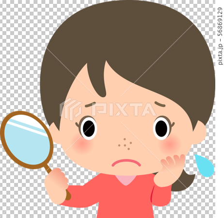 鼻の毛穴の汚れを気にする若い女性 鼻の毛穴の汚れを気にする若い女性 56869129