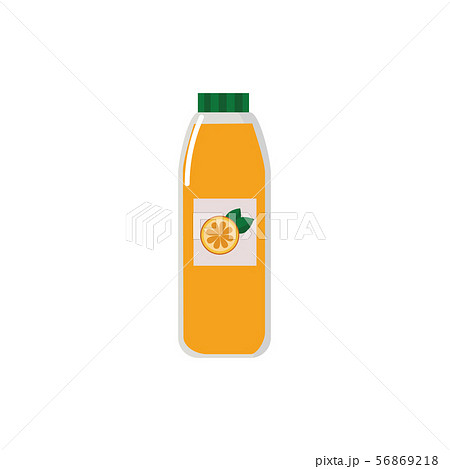Orange juice bottle with fresh fruit label filled with colorful healthy beverage 56869218