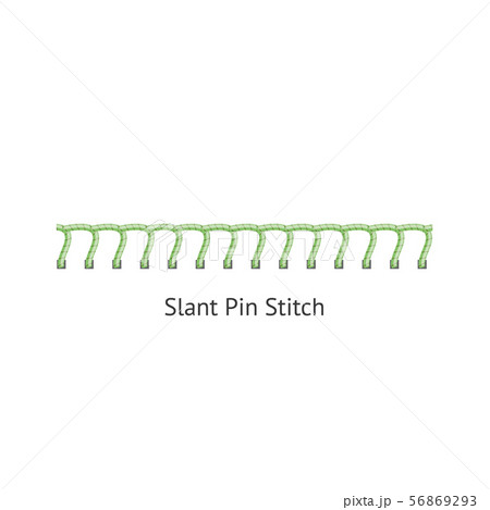 Slant pin sewing decorative stitch seamless brush vector illustration isolated. 56869293