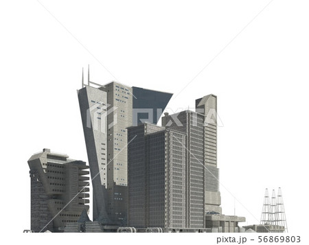 Futuristic buildings isolated on white background 3D Illustration 56869803