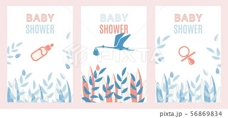 Baby Shower Invitation Simple Design Cards Set Baby Shower Invitation Simple Design Cards Set 56869834