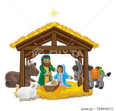 Christmas Nativity Scene Cartoon Stock Illustration