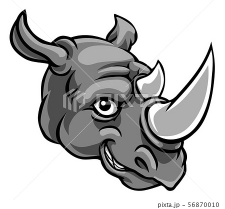 Rhino Mascot Cute Happy Cartoon Characterのイラスト素材