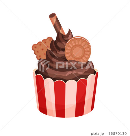 Cupcake with chocolate cream. Vector illustration on a white background. 56870130