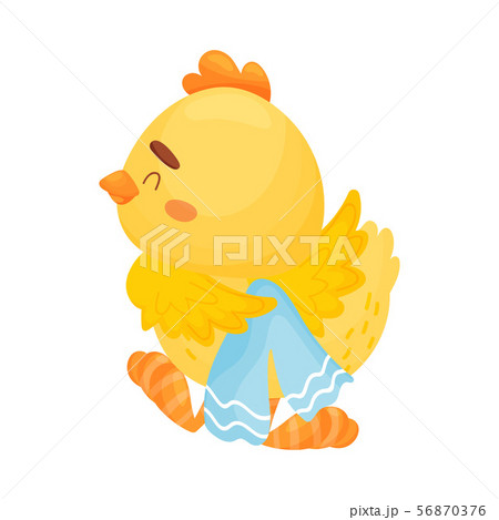 Cartoon chicken with a towel. Vector illustration on a white background. 56870376