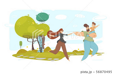 Happy Country Residents with Kid Enjoy Recreation 56870495