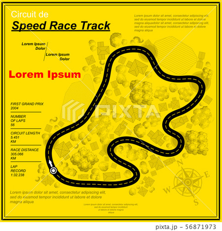 Six yellow race circuit background 56871973