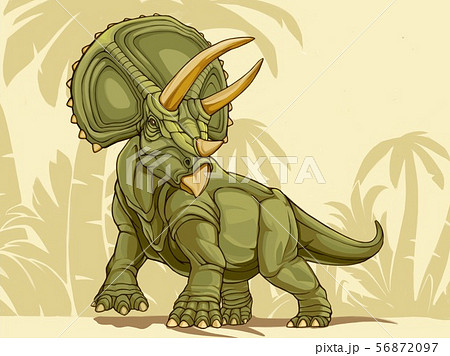 トリケラトプス 背景あり Triceratopsのイラスト素材