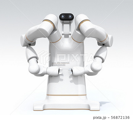 双腕ロボットの正面イメージ。協働ロボットのコンセプト。オリジナルデザイン 56872136