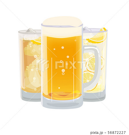 ビール ハイボール レモンサワー イラストのイラスト素材
