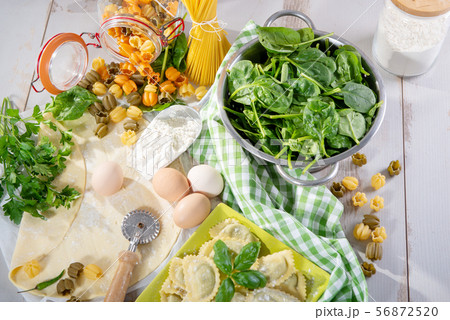 traditional italian ravioli filled with spinach 56872520