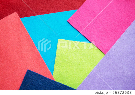 Fan of colored bright felt textile material. 56872638