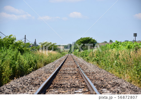 真っ直ぐに続く線路 56872807