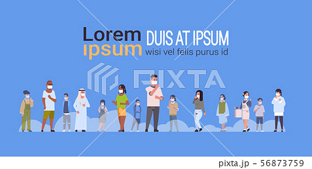 people wearing face masks environmental industrial smog dust toxic air pollution and virus 56873759