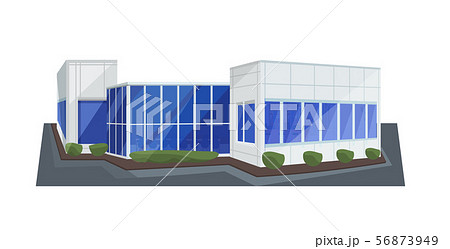 modern corporate office building icon business center exterior with large panoramic windows flat 56873949