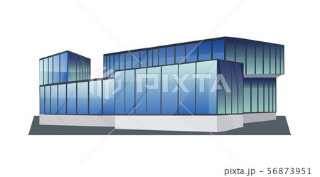 modern corporate office building icon business center exterior with large panoramic windows flat 56873951