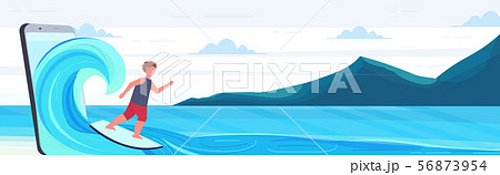 surfer man surfing on wave guy on surfboard summer activities digital technology concept mountains surfer man surfing on wave guy on surfboard summer activities digital technology concept mountains 56873954