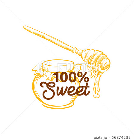 Honey Sketches Logo, Bee Hive, Honey Jar, Barrel, Pot, Spoon and Flower Hand Drawings 56874285