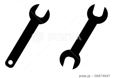 Simple wrench (spanner) key tool symbol. Open end 56874697