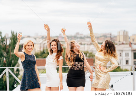 Hen party. Happy girls celebrating special day 56876193