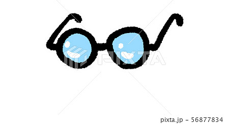 素材 シンプル 手書き アナログ メガネ めがね 眼鏡 丸 レンズのイラスト素材