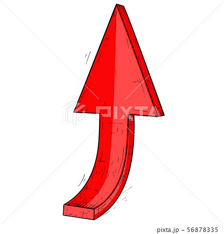 Red UP hand drawn arrow. Sketch icon 56878335