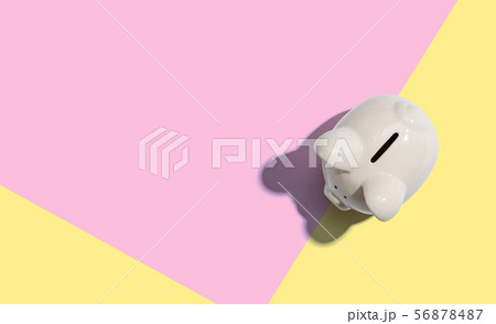 A white piggy bank overhead view A white piggy bank overhead view 56878487