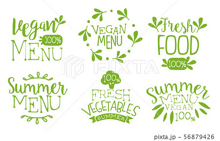 Fresh Vegan Menu Labels Set, Fresh Vegetables Summer Menu Hand Drawn Badges Vector Illustration Fresh Vegan Menu Labels Set, Fresh Vegetables Summer Menu Hand Drawn Badges Vector Illustration 56879426