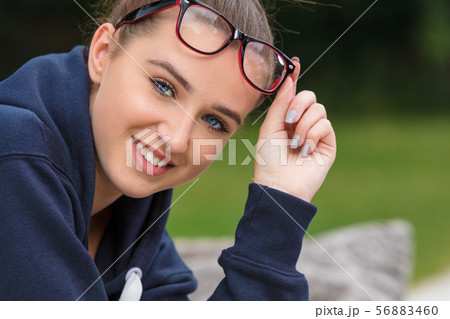 Female Teenager Girl Young Woman Wearing Glasses Female Teenager Girl Young Woman Wearing Glasses 56883460
