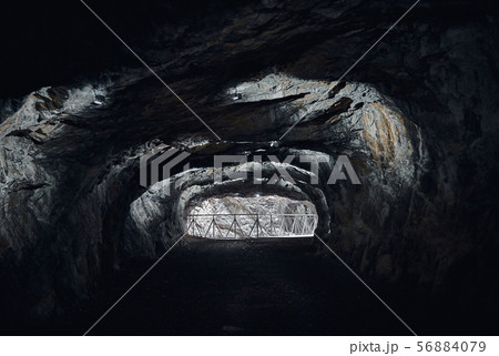 Black mountain cave in Ruskeala park. Dark 56884079