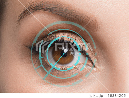 Human eye close up. Retina identification concept. Digital id concept 56884206