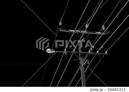 power line with electrical pole in the clear sky power line with electrical pole in the clear sky 56885315