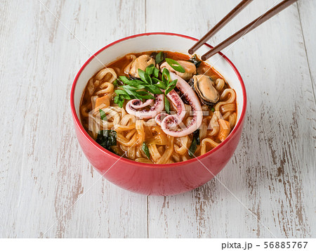 Delicious spicy seafood noodle soup.  56885767
