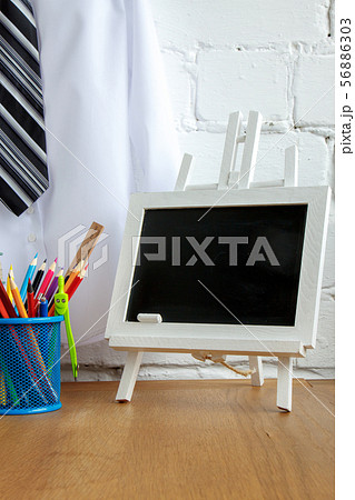 School supplies, miniature chalk board on the 56886303