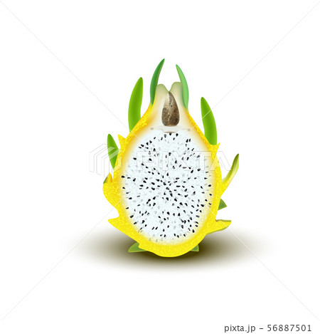 Yellow dragon fruit, whole fruit and half. 56887501