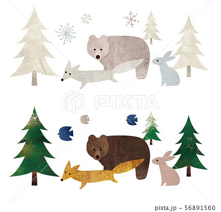 森と動物達水彩 56891560