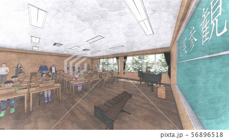 学校 音楽室 授業参観 人あり 黒板文字あり イラスト24のイラスト素材