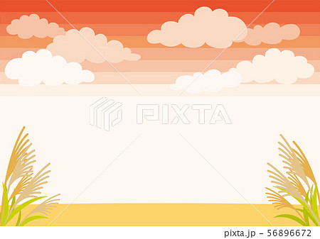 Sunset Sky And Meadow Background [Horizontal] - Stock Illustration  [56896672] - Pixta