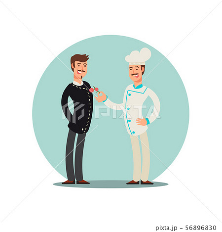 Restaurant team cartoon character. Chef and sommelie flat design 56896830