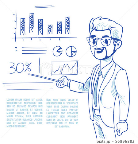 Businessman presenting business company development charts. Hand drawing man and graphics background Businessman presenting business company development charts. Hand drawing man and graphics background 56896882