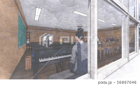 学校 音楽室 授業参観 人あり 黒板文字なし イラスト28 学校 音楽室 授業参観 人あり 黒板文字なし イラスト28 56897046