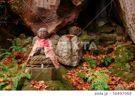 Jizo Bosatsu stone monk statues at Yamadera 56897066