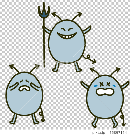 青色のばい菌　手描き風　イラストセット 56897134