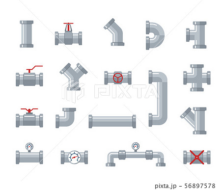 Pipe steel and plastic connectors, water tubes. Plumbing, pipeline parts and valves, industrial 56897578